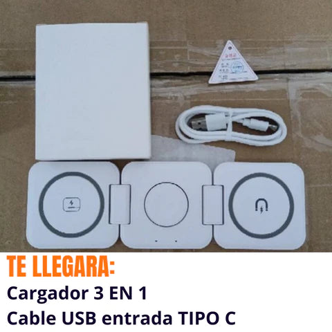Cargador Inalámbrico 3 en 1 | Carga Rápida y Sin Cables
